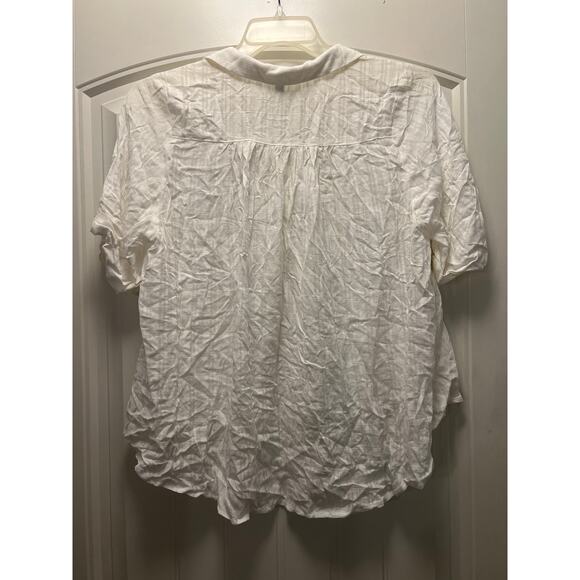 NWT Ecote Women’s Short  V-Neck‎ Crisscross Tie Front Sleeve Top Size M White - Picture 4 of 4